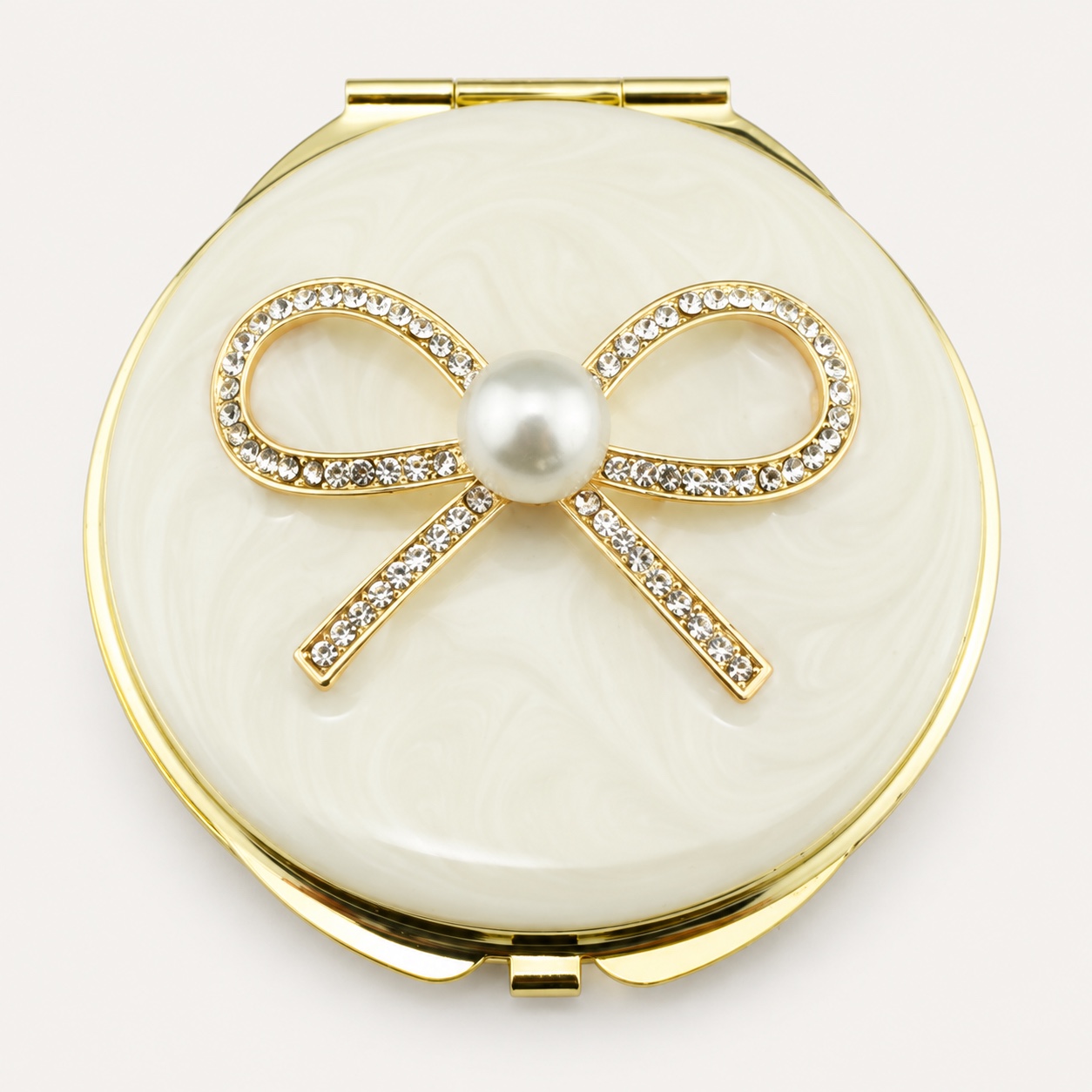 Pearl Bow Jeweled Compact Mirror