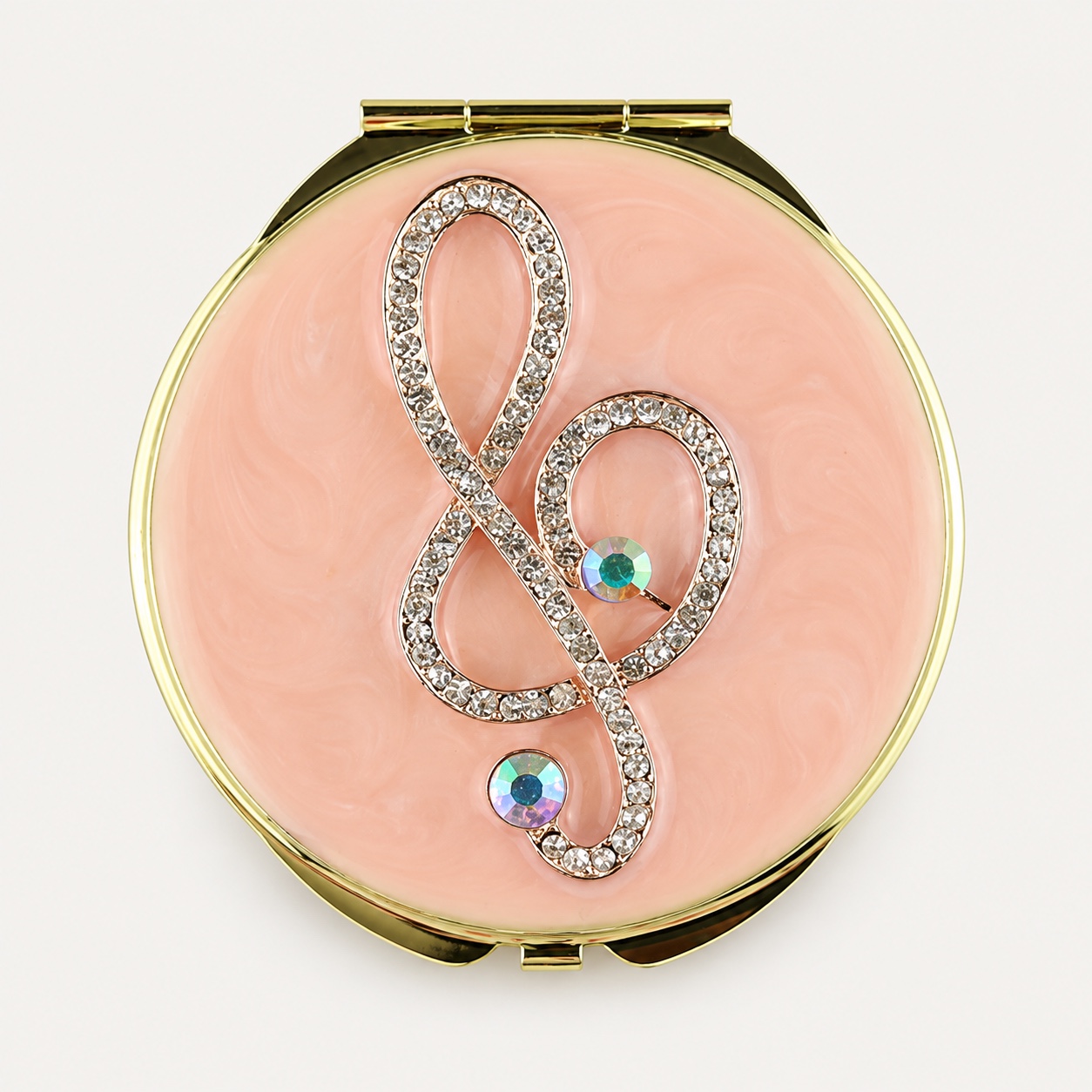 Crystal Treble Clef Jeweled Compact Mirror