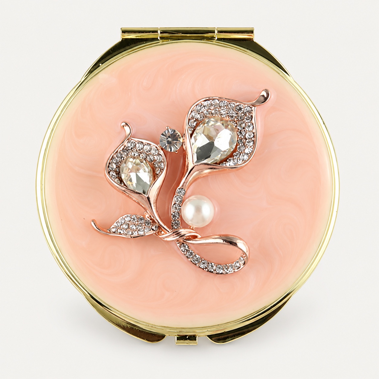 Crystal Calla Lily Jeweled Compact Mirror