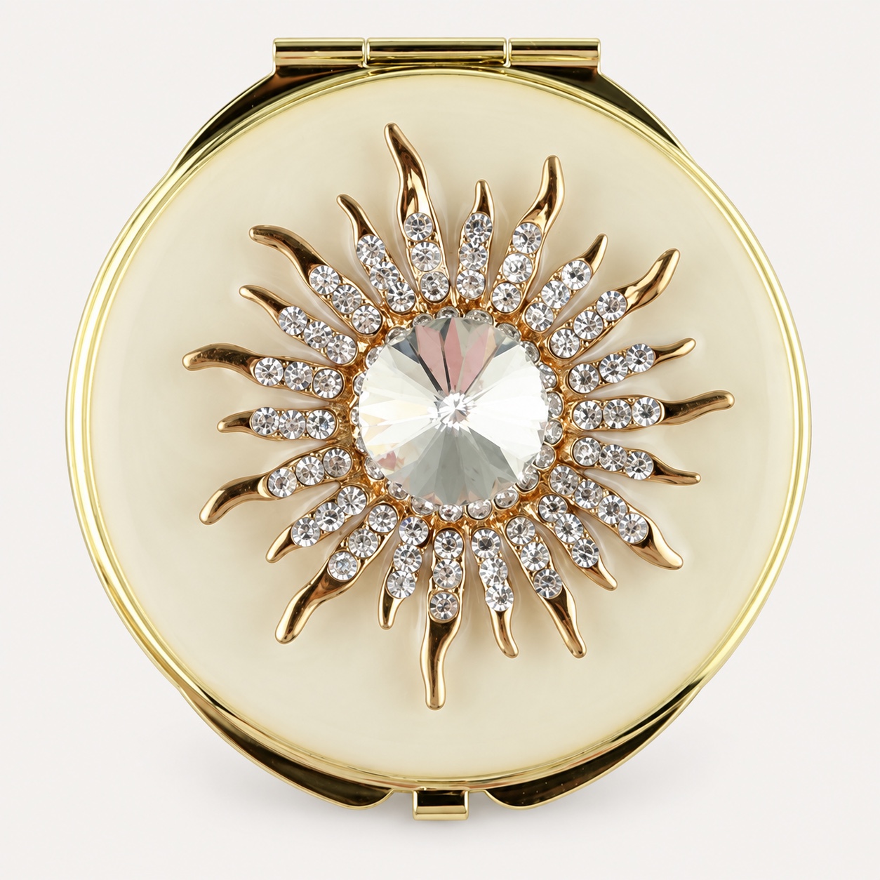 Crystal Sunburst Jeweled Compact Mirror