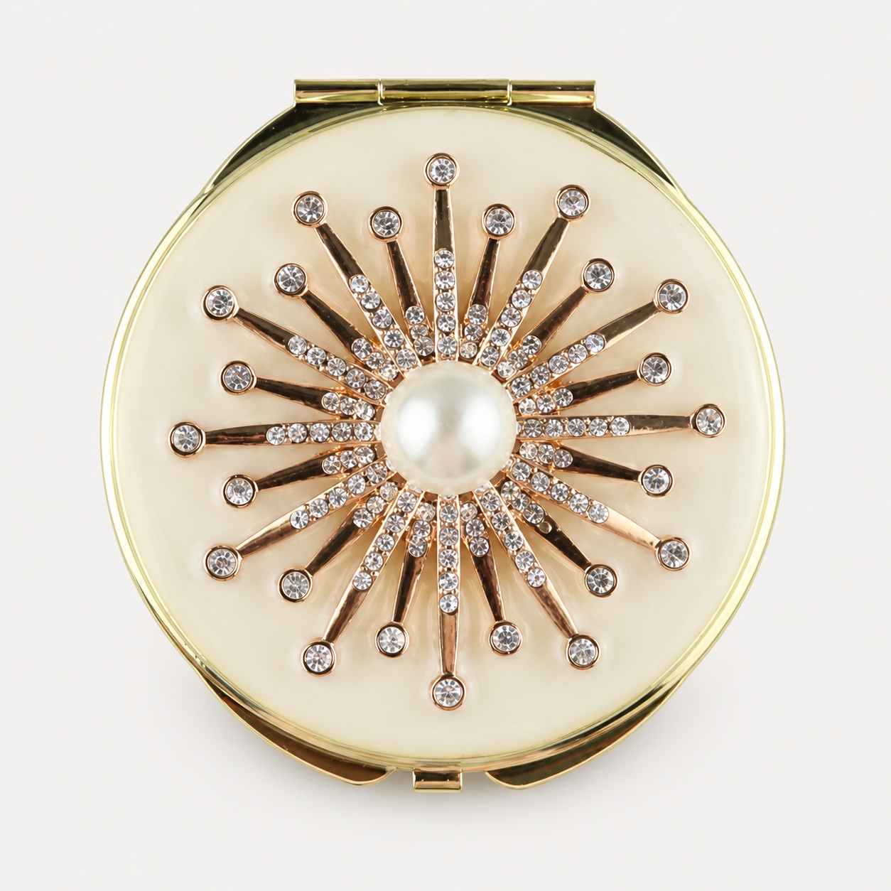 Pearl Starburst Jeweled Compact Mirror
