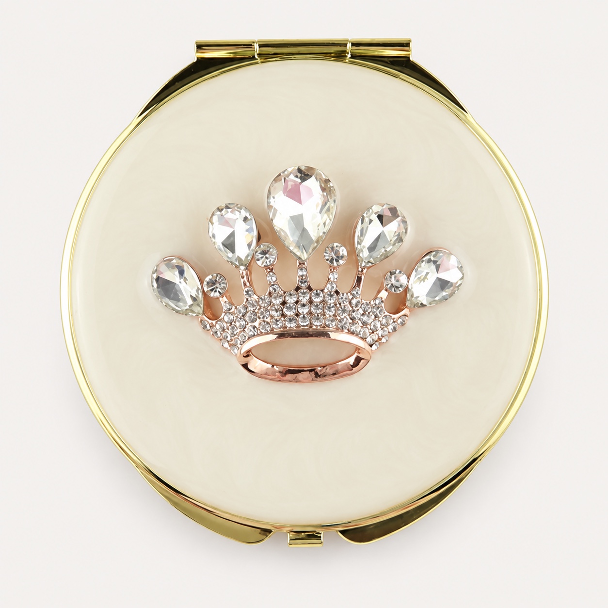 Crystal Crown with Gemstones Jeweled Compact Mirror