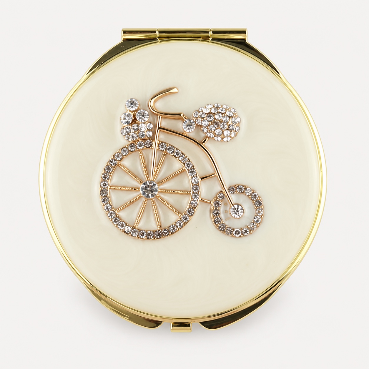 Vintage Bicycle Jeweled Compact Mirror
