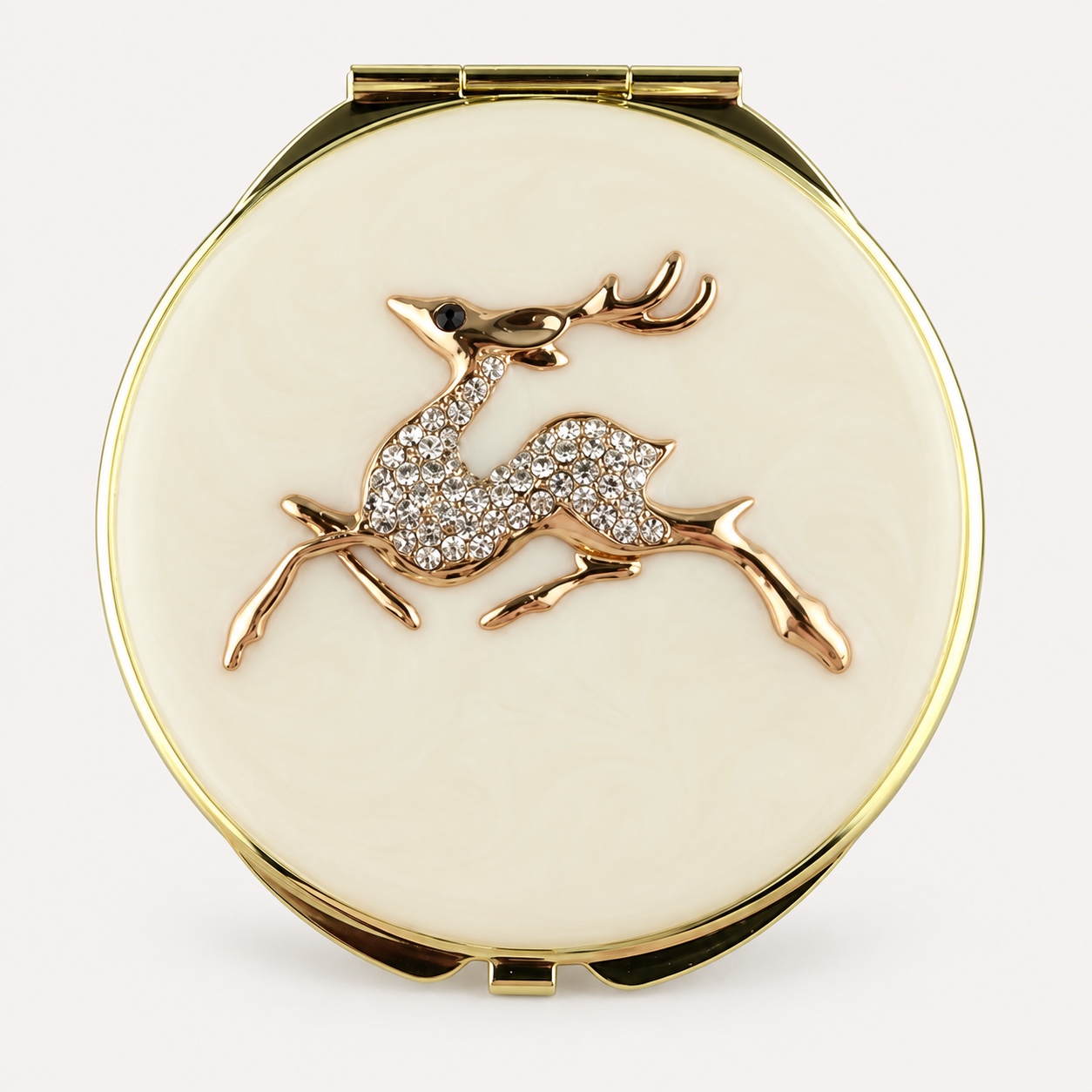 Running Deer Jeweled Compact Mirror