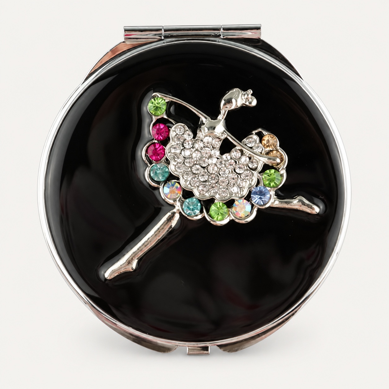 Colorful Crystal Ballerina Jeweled Compact Mirror