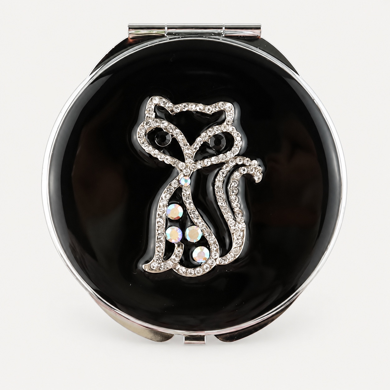 Crystal Ribbon Bow Jeweled Compact Mirror