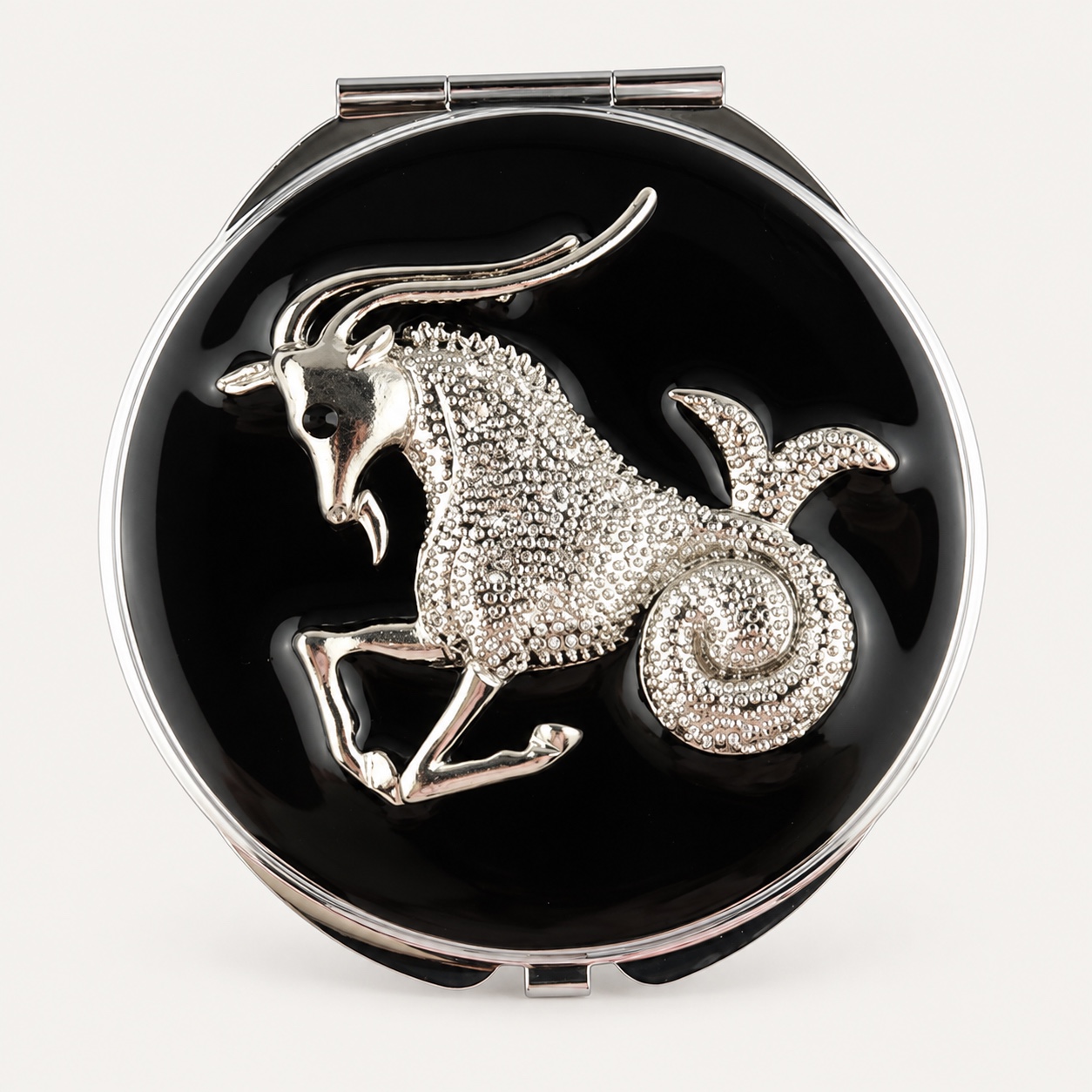 Crystal Capricorn Goat Jeweled Compact Mirror