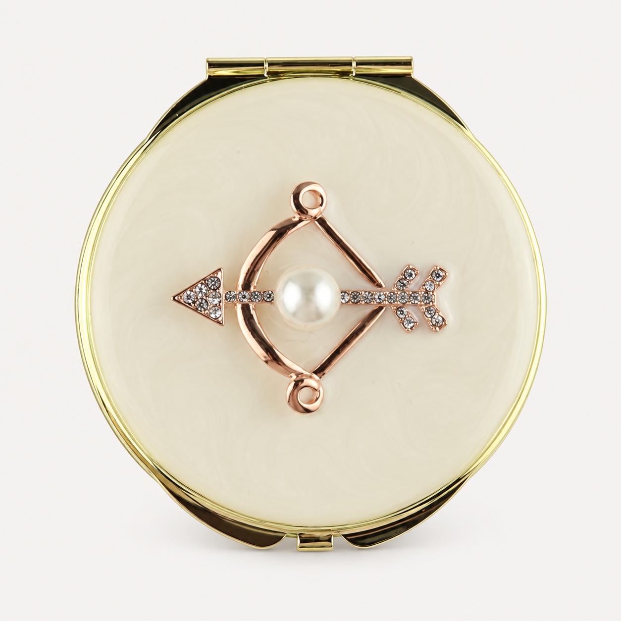 Arrow and Pearl Jeweled Compact Mirror
