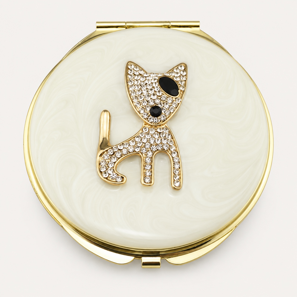 Crystal Deer Silhouette Jeweled Compact Mirror