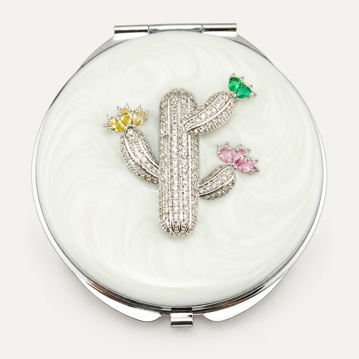 Crystal Cactus Jeweled Compact Mirror - view 1