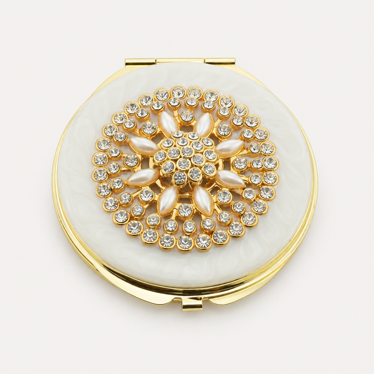 Crystal Rosette Jeweled Compact Mirror