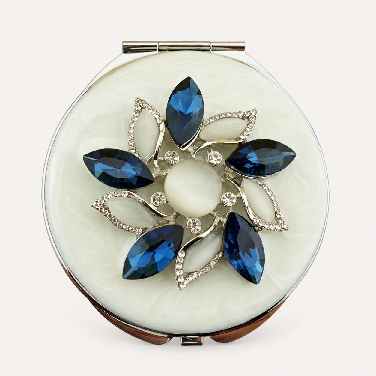 Jeweled Floral Compact Mirror