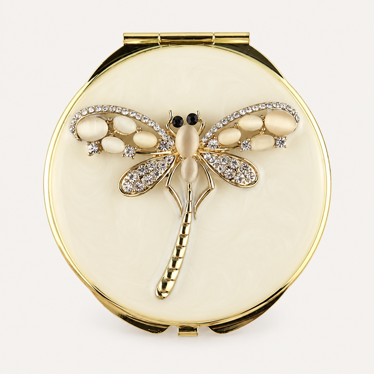 Pearl Dragonfly Jeweled Compact Mirror - view 1