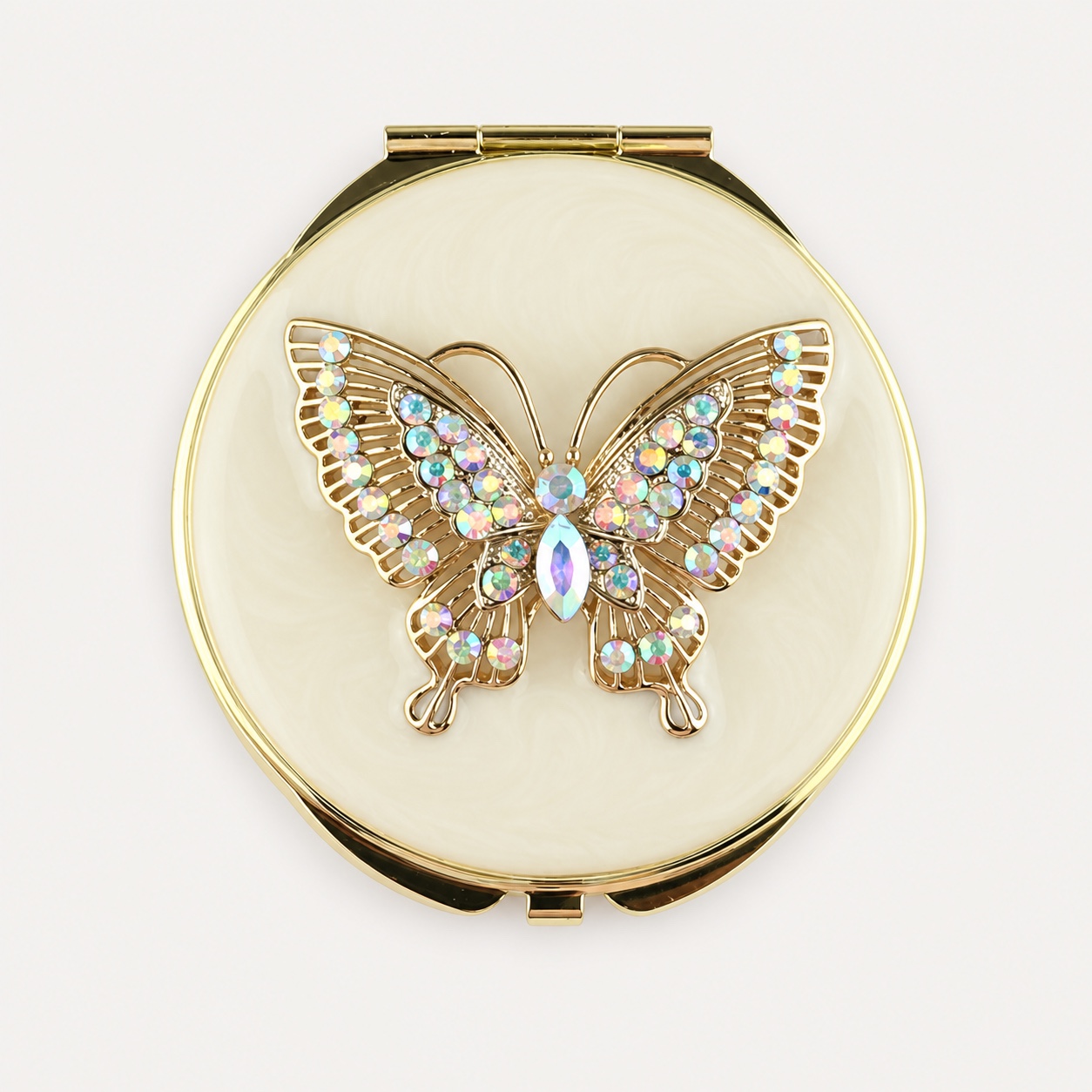Aurora Crystal Butterfly Jeweled Compact Mirror