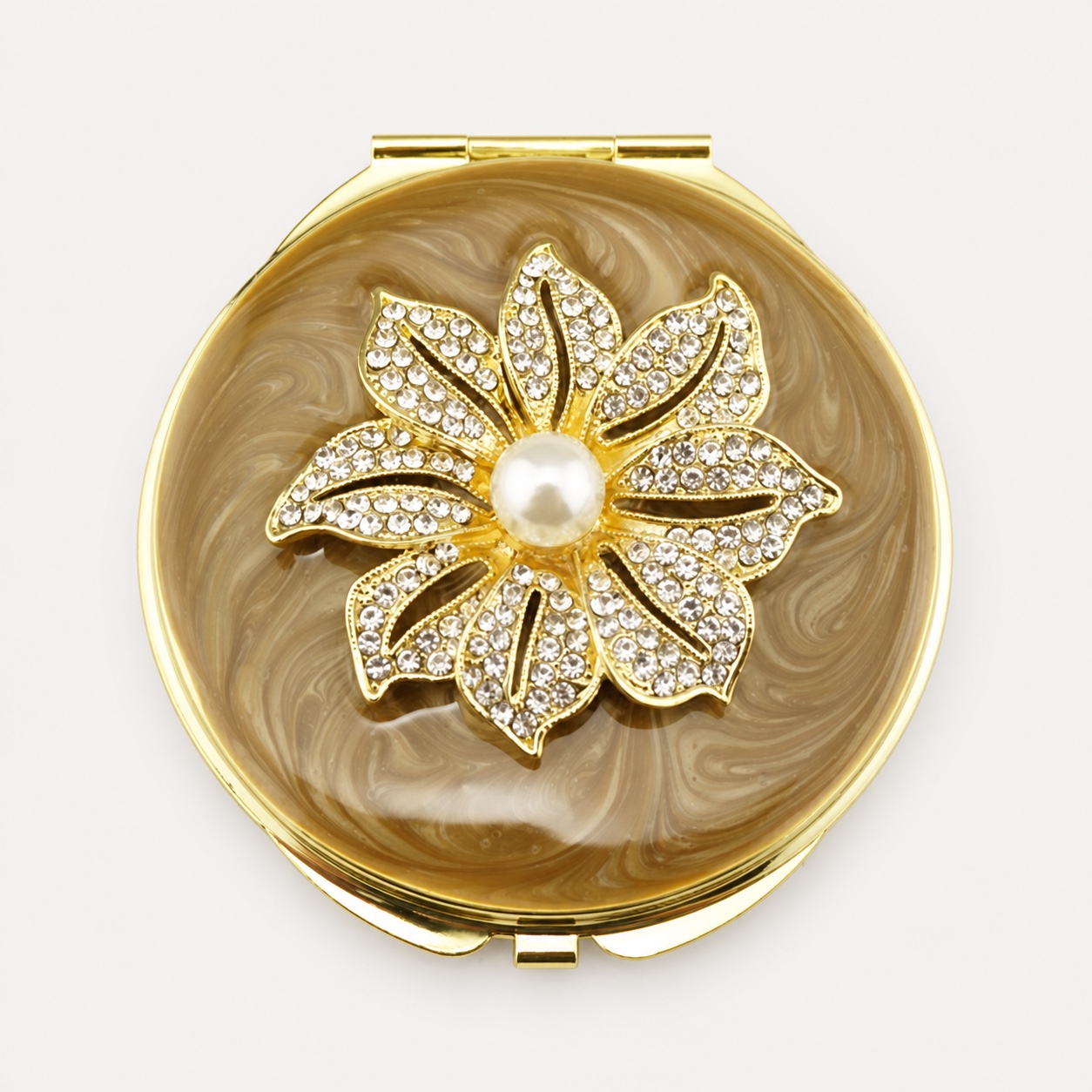 Pearl Daisy Jeweled Compact Mirror