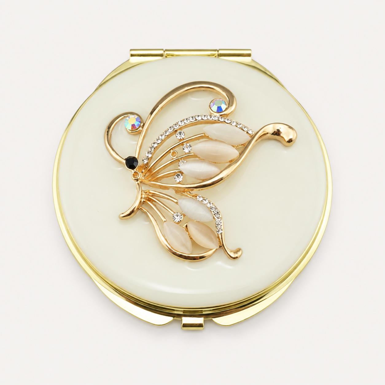 Crystal Butterfly Outline Jeweled Compact Mirror