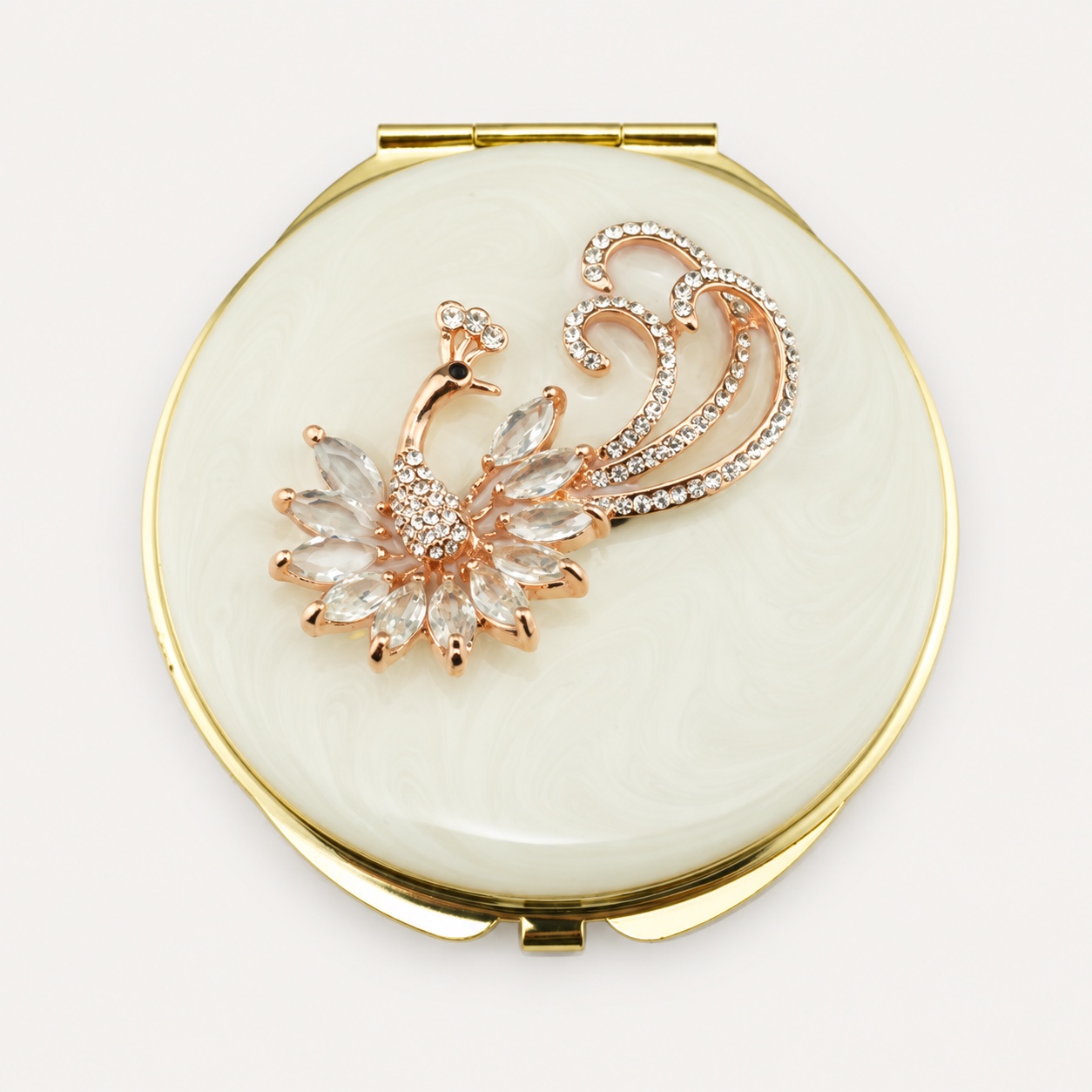 Crystal Swan Silhouette Jeweled Compact Mirror