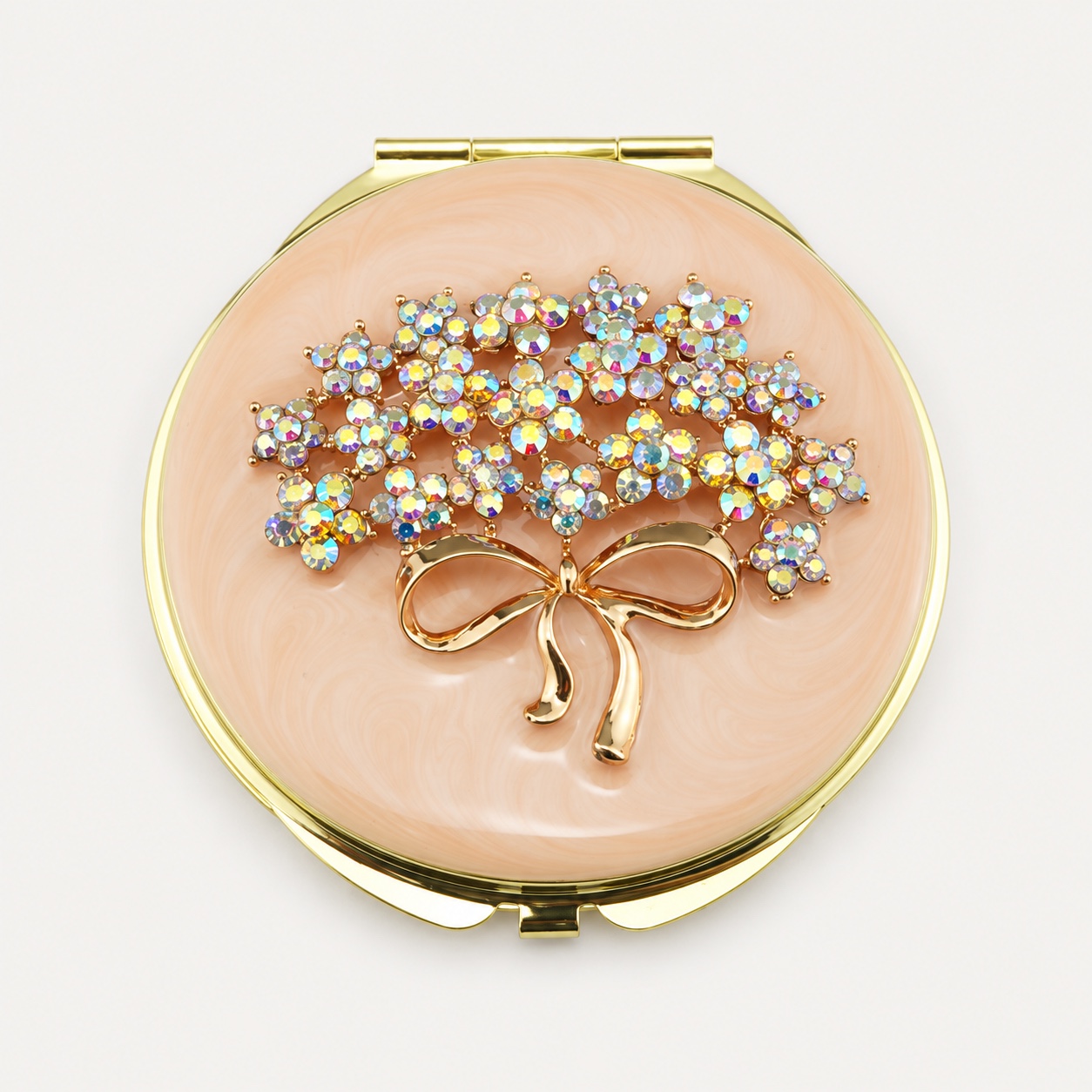 Crystal Flower Bouquet Jeweled Compact Mirror