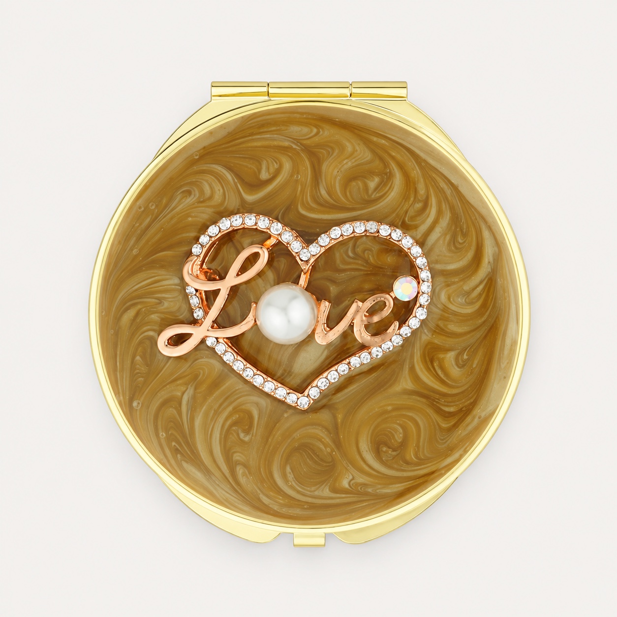 LOVE Heart Jeweled Compact Mirror
