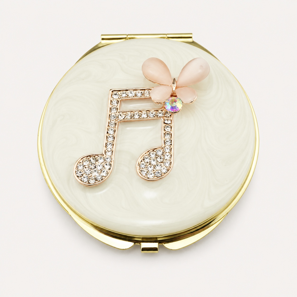 Floral Musical Notes Jeweled Compact Mirror