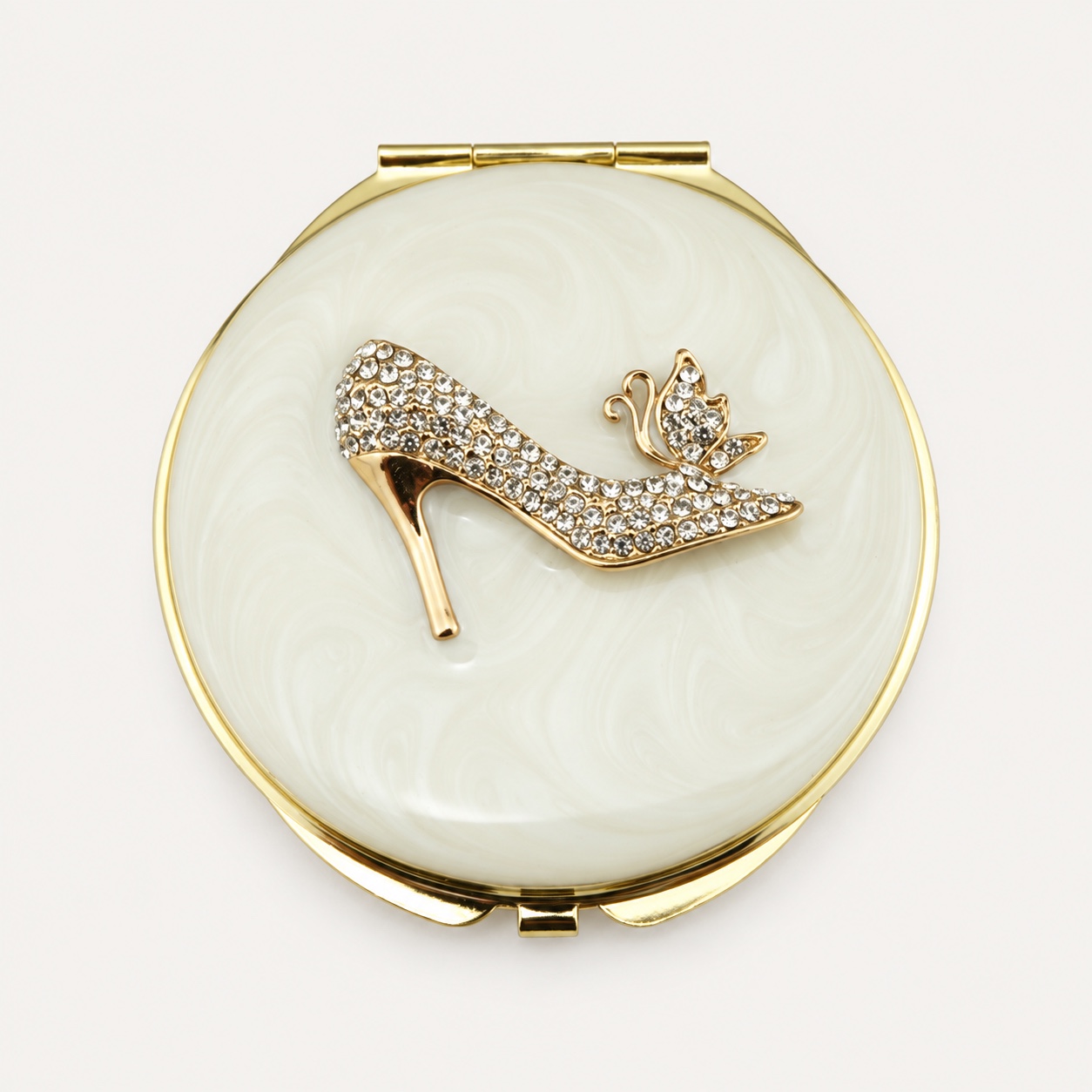 Crystal High Heel Jeweled Compact Mirror