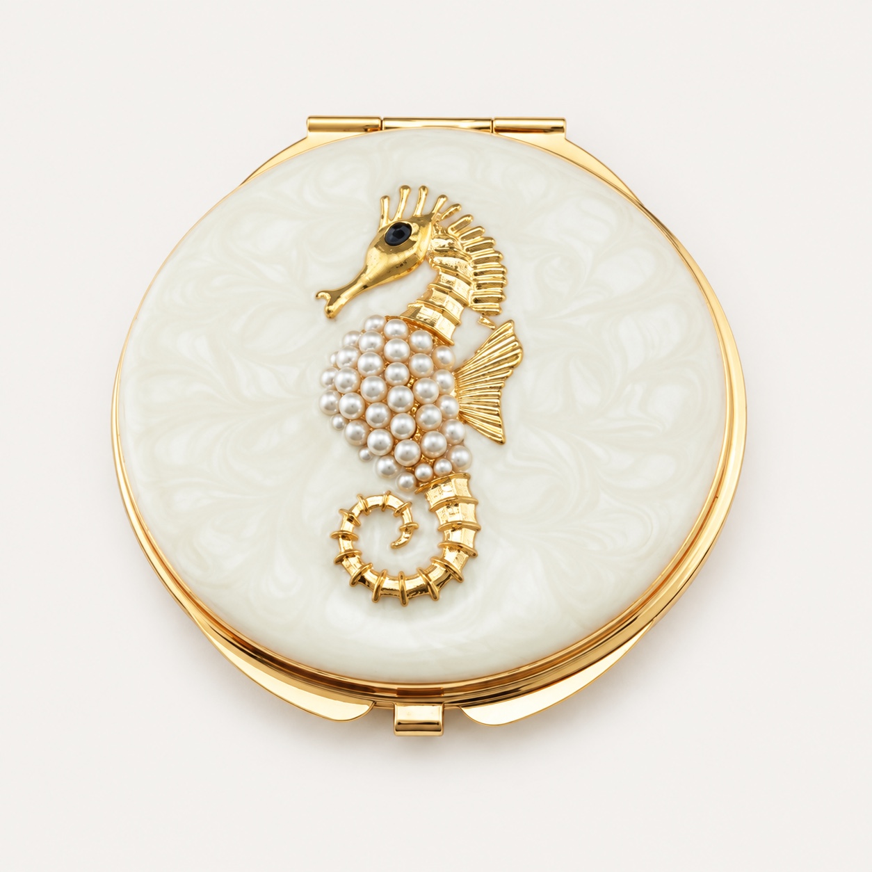 Pearl Seahorse Jeweled Compact Mirror - view 1
