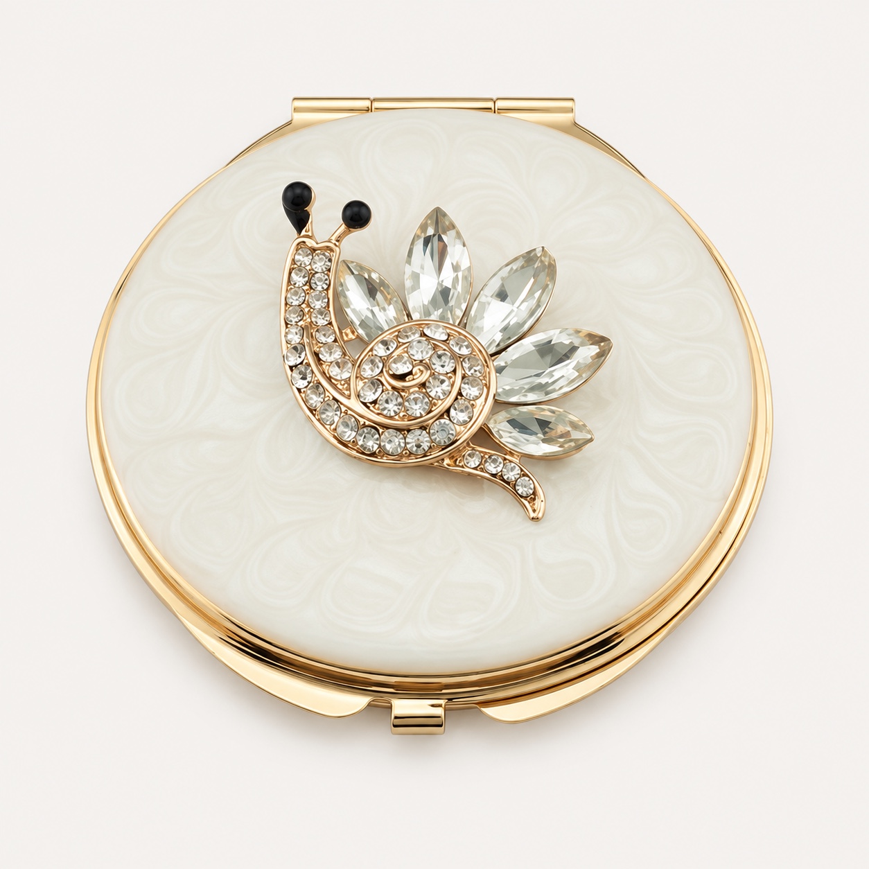 Crystal Peacock Feather Jeweled Compact Mirror