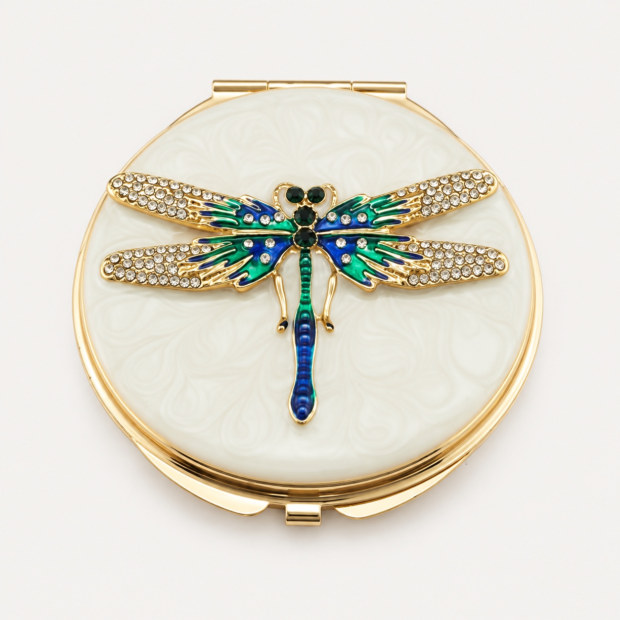 Multicolor Crystal Dragonfly Jeweled Compact Mirror