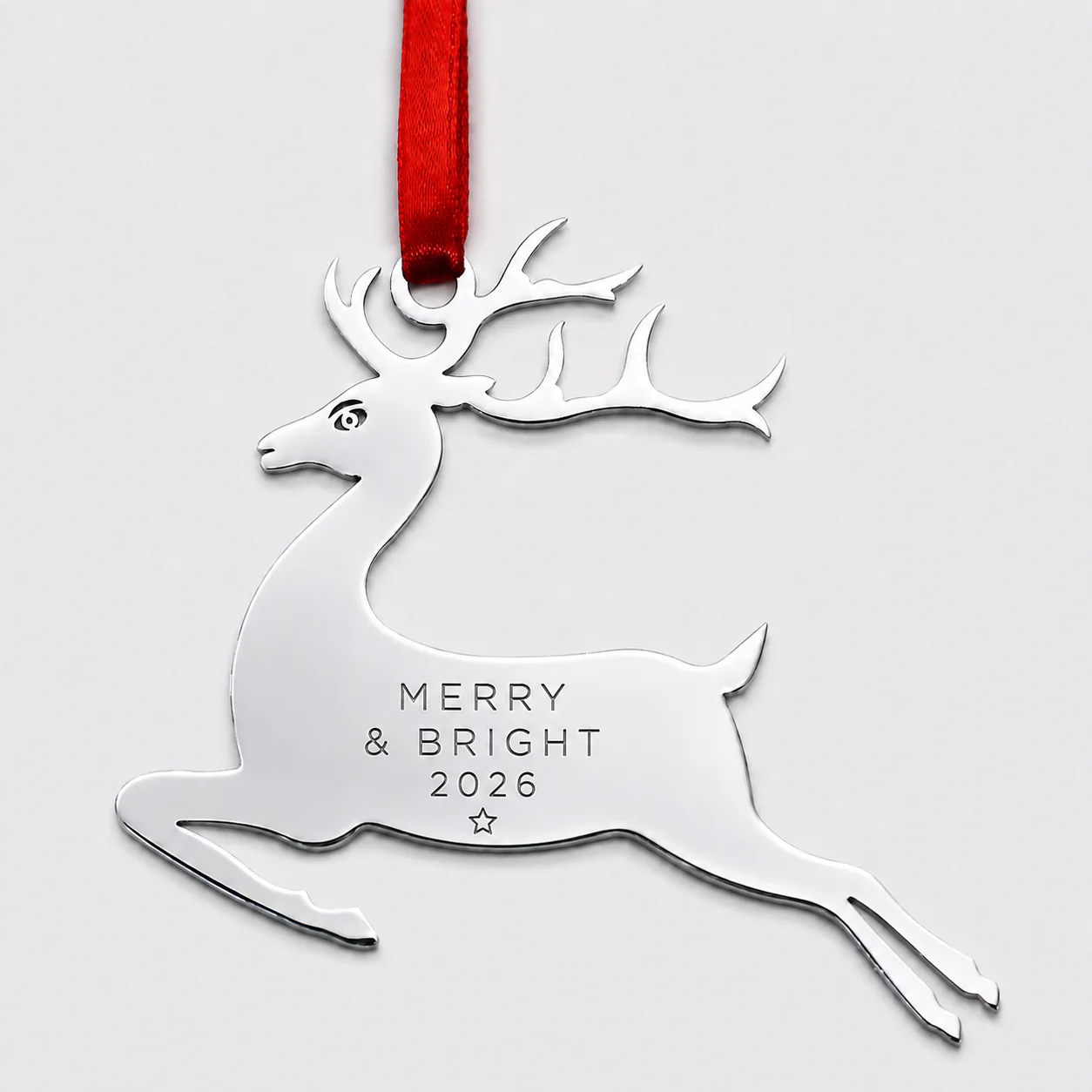 Custom Engraved Leaping Reindeer Ornament - view 2