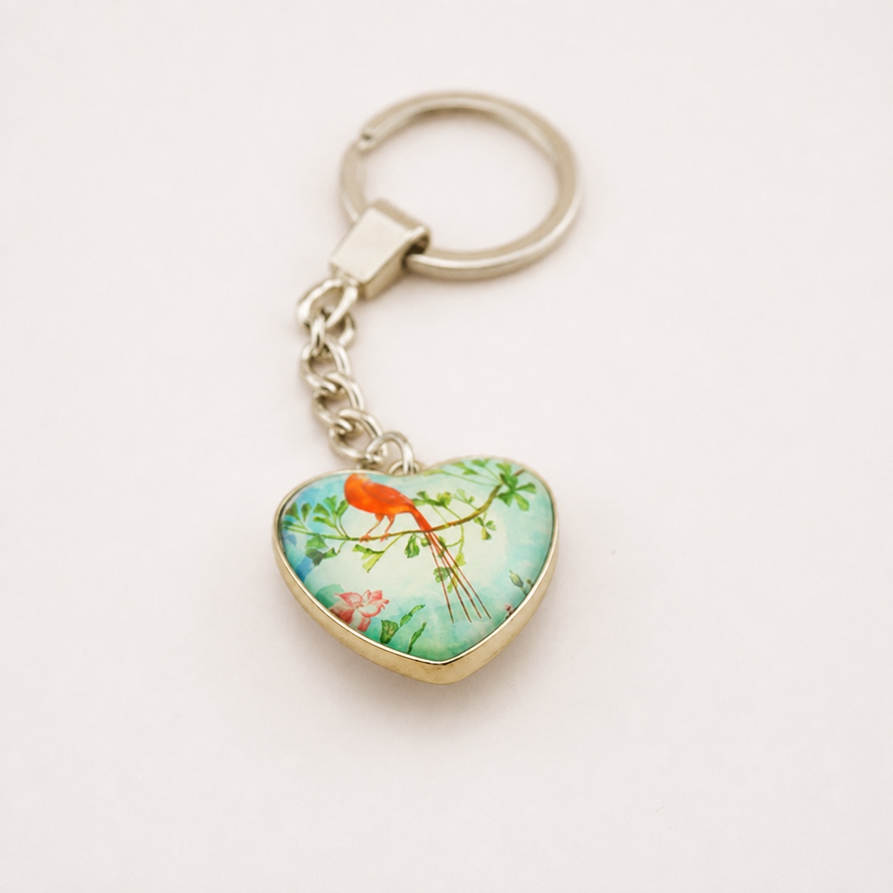 Heart Custom Printed Dome Glass Keychain