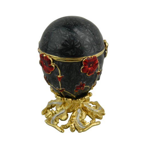 Black Floral Enamel Classic Faberge Egg