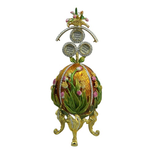 Customizable botanical egg with bird and framed-photo details