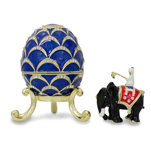 Collectible royal blue egg with an elephant and rider surprise