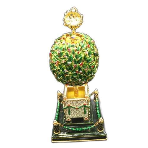Green Topiary Clock Classic Faberge Egg