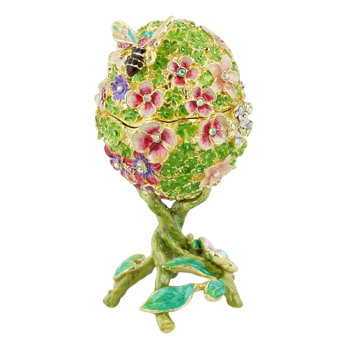 Green floral garden egg with butterfly and bee details