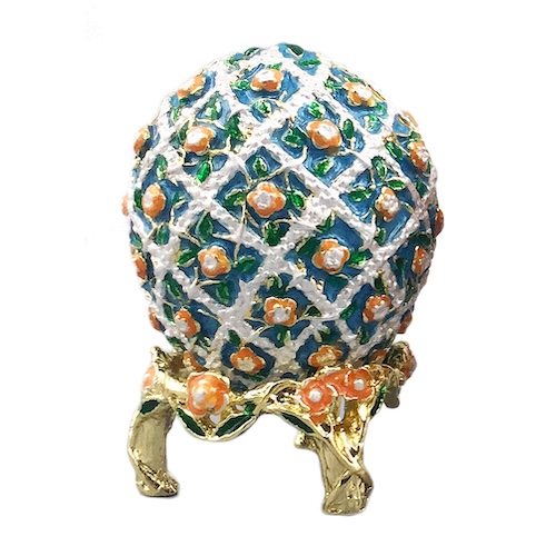 Blue pastel crystal lattice Easter egg trinket box
