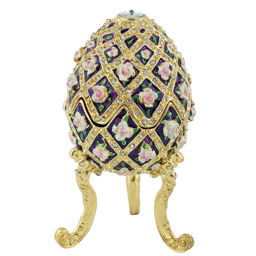 Pink Floral Lattice Crystal Egg Trinket Box - view 2