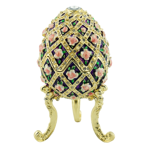Pink Floral Lattice Crystal Egg Trinket Box - view 3