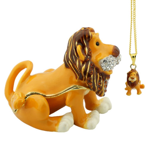 Lion Trinket Box & Necklace Set