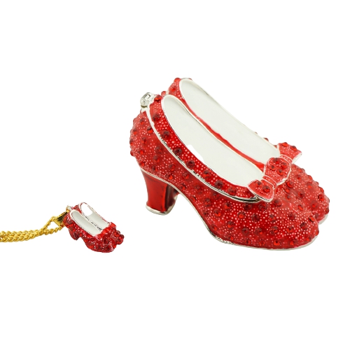 Red Crystal Slipper Trinket Box & Necklace Set - view 2