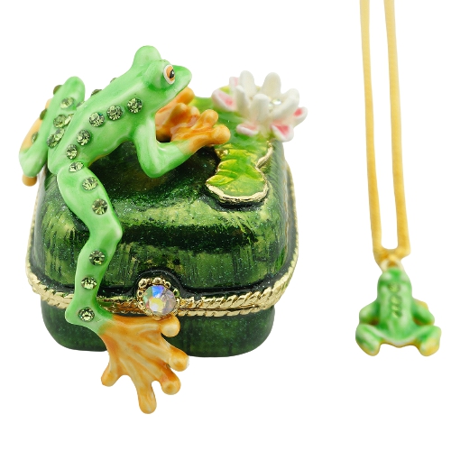 Frog on Lily Pond Trinket Box & Necklace Set - view 2