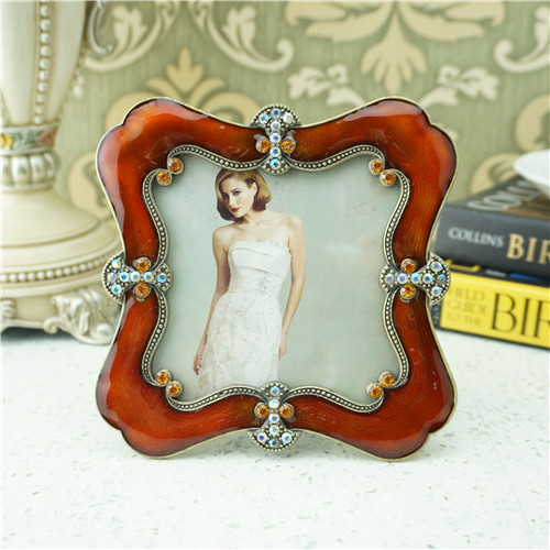 Ruby Red Enamel Baroque Crystal Photo Frame - view 3