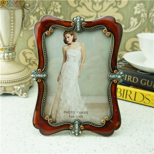 Ruby Red Enamel Baroque Crystal Photo Frame