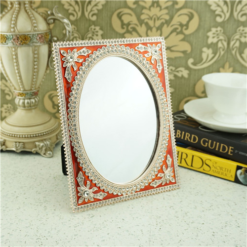 Coral Enamel Floral Oval-Opening Photo Frame