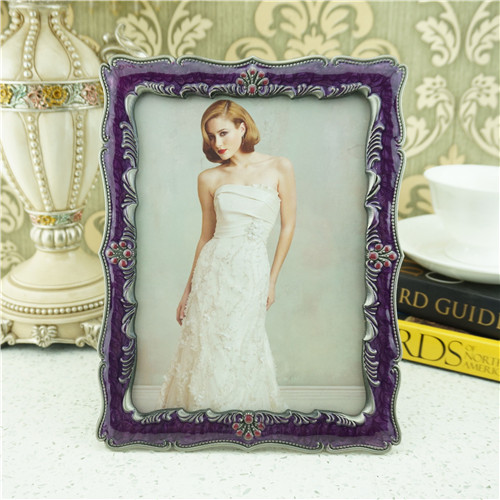Purple Enamel Baroque Floral Photo Frame