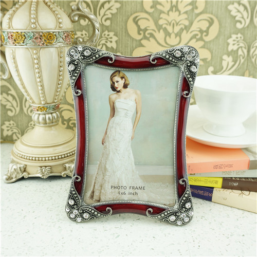 Red Enamel Jeweled Paisley Corner Photo Frame - view 2