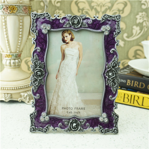 Antique Rose Scrollwork Enamel Photo Frame - view 2