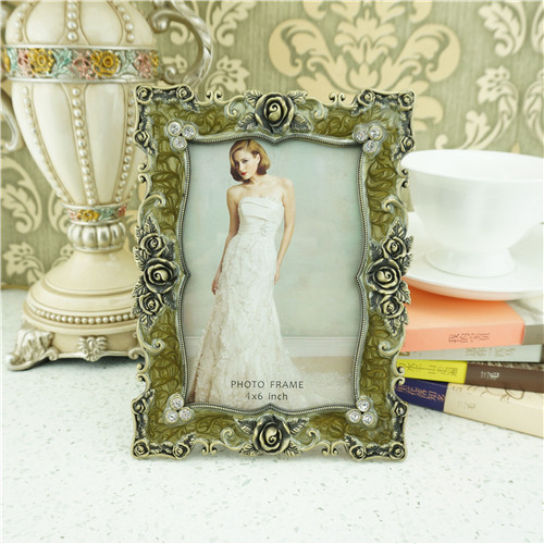 Antique Rose Scrollwork Enamel Photo Frame - view 1