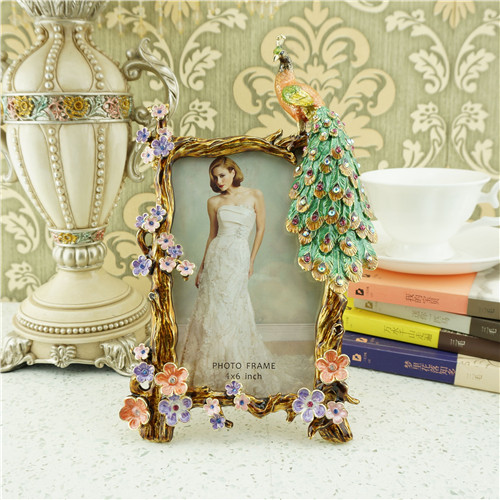 Jeweled Peacock and Blossom Branch Photo Frame - view 1