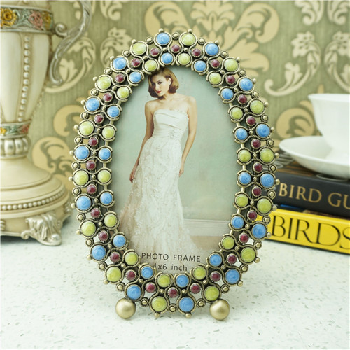 Oval Jeweled Bead Cluster Photo Frame - view 1